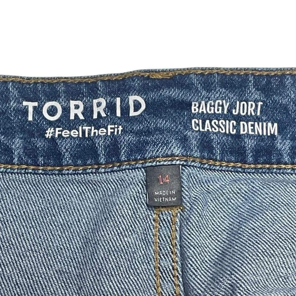 Torrid Medium Wash Destruction Classic Denim Baggy Jorts